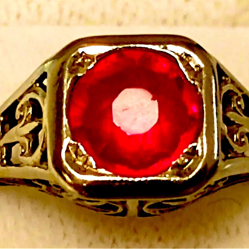 Antique 18k Yellow Gold and Ruby Edwardian Engagement Ring Size 7 VERY Nice!